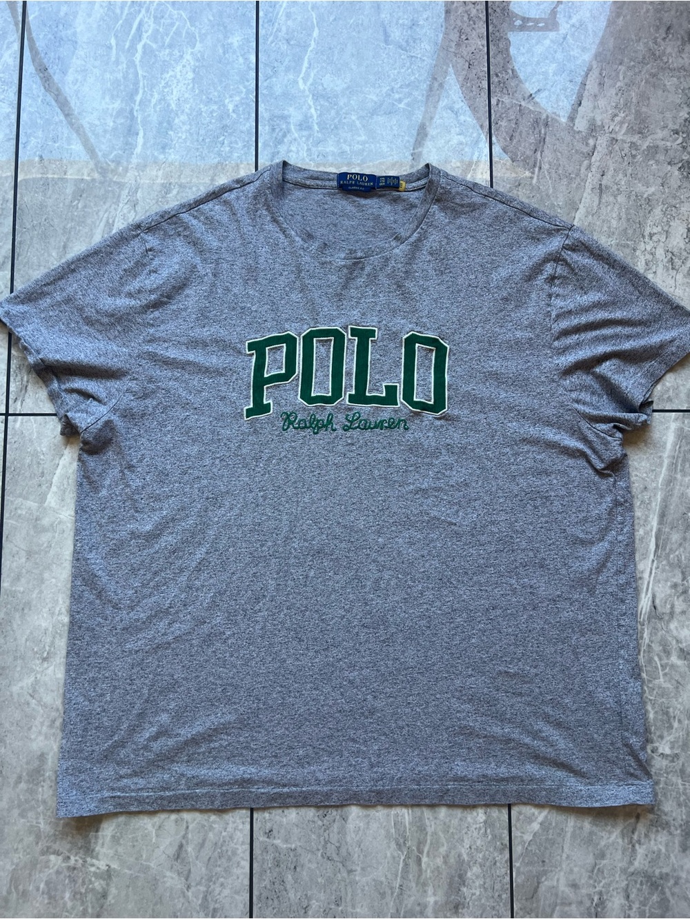 Polo Ralph Lauren Mens Size Grey Green Embroidered Classic Fit TShirt Cotton 2XL